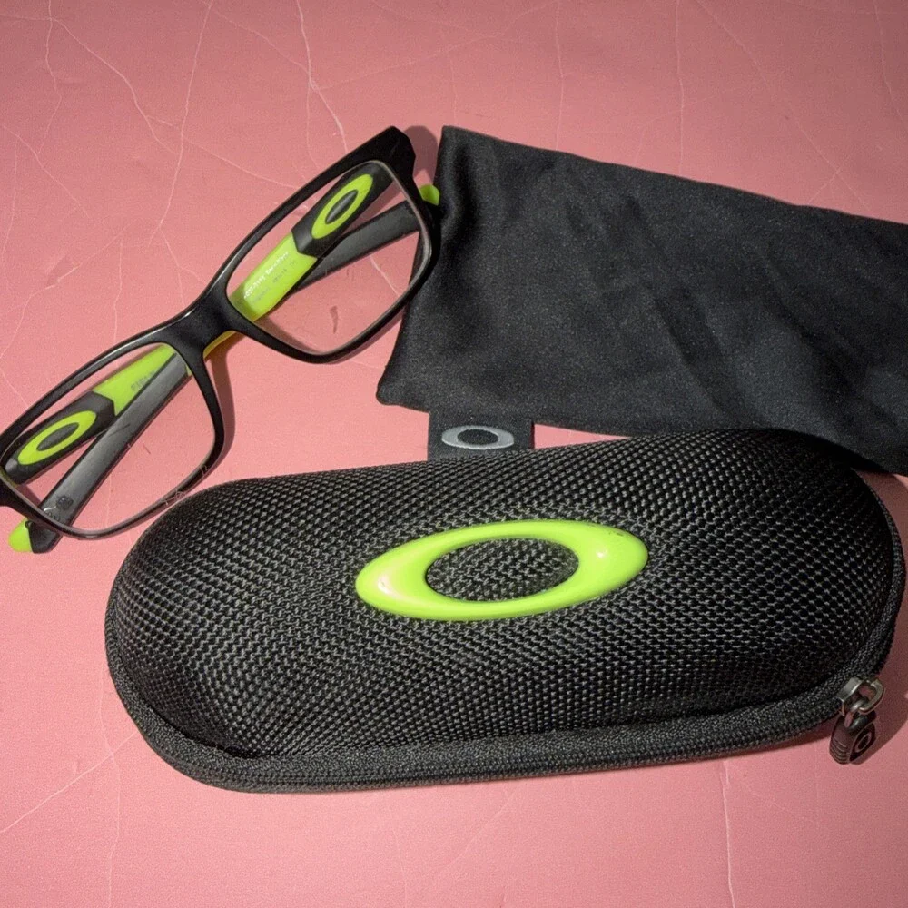 Oakley Field Day OY8007-0148 Satin Black GREEN Eyeglasses Frame+CASE 48-14-128
